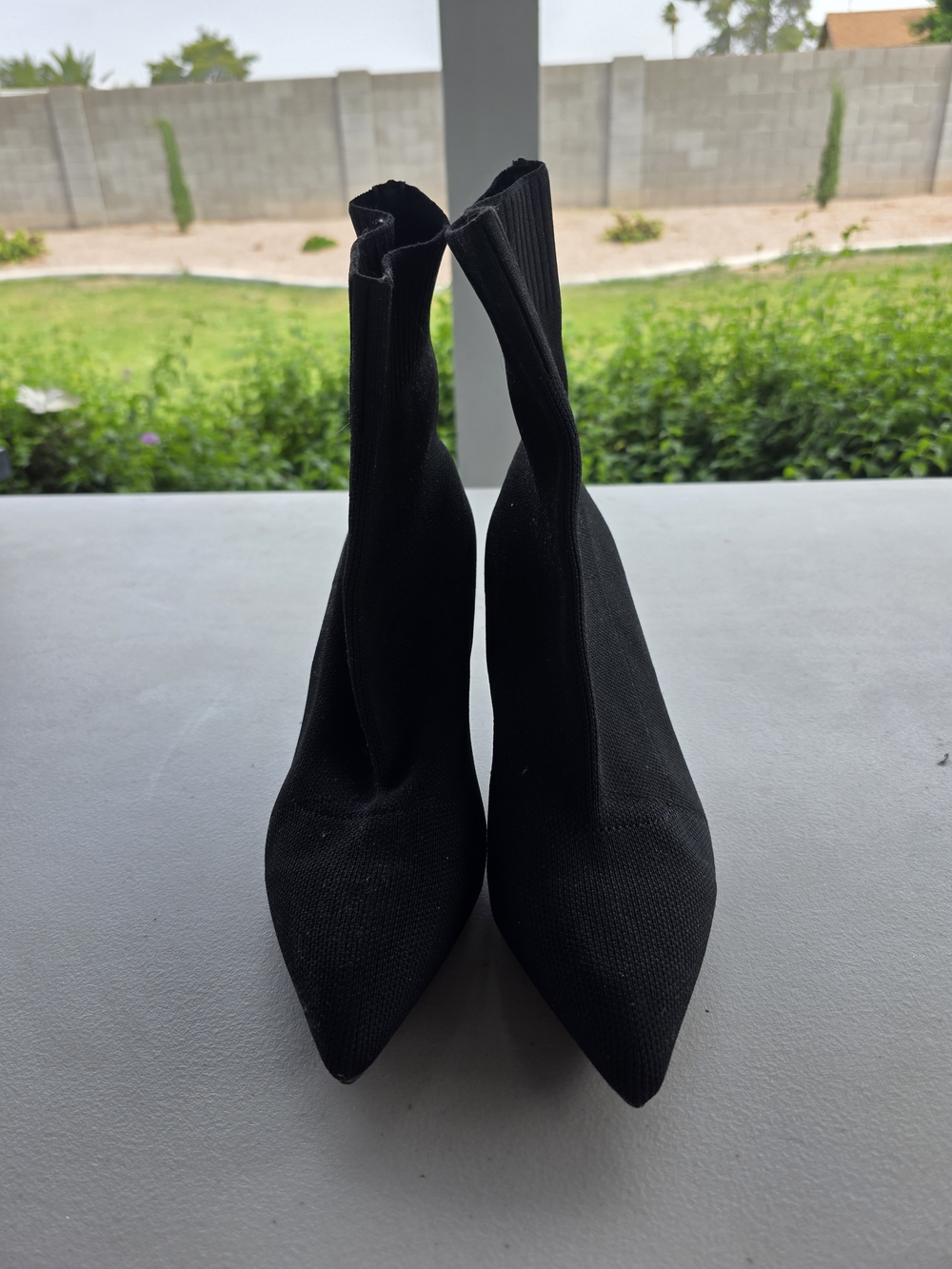 Black Pointed Knit Sock Booties - Women's Fashion Boots